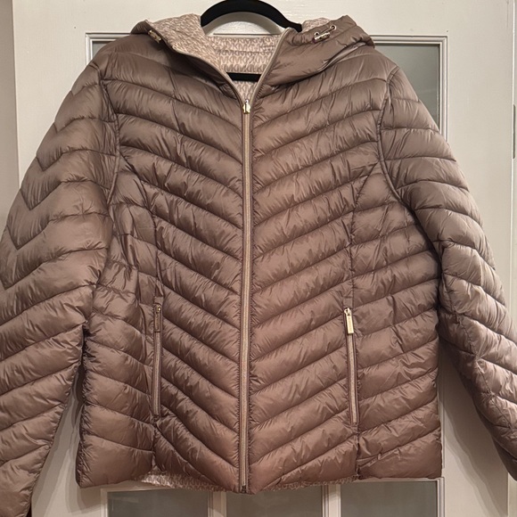 Michael Kors Taupe Quilted Puffer Jacket - Picture 1 of 9